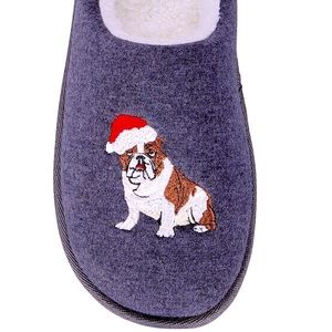 English Bulldog Slippers Embroidered Measures 7.5” Length Size 6 7 8 Women’s